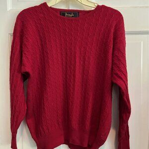 Pringle of Scotland Red Cable Knit Sweater Vintage Lambswool Womens Medium